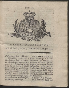 Gazeta Warszawska. R.1774 Nr 72