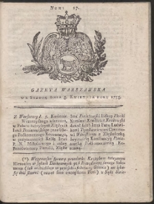 Gazeta Warszawska. R.1775 Nr 27