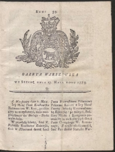 Gazeta Warszawska. R.1775 Nr 39