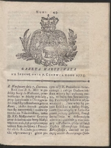 Gazeta Warszawska. R.1775 Nr 45
