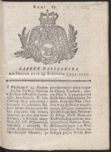Gazeta Warszawska. R.1775 Nr 67