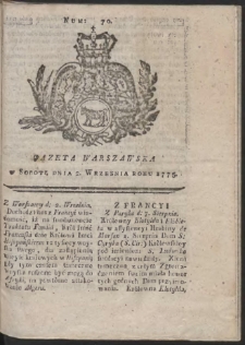 Gazeta Warszawska. R.1775 Nr 70