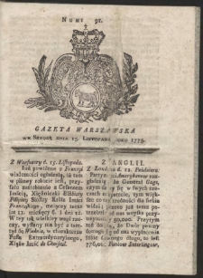Gazeta Warszawska. R.1775 Nr 91