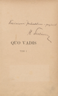 Quo vadis : powieść z czasów Nerona. Tom I