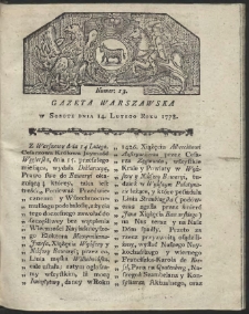 Gazeta Warszawska. R.1778 Nr 13