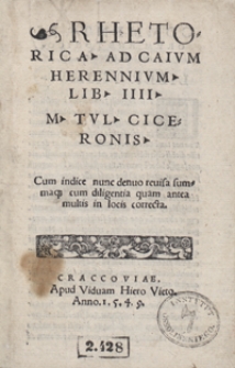 Rhetorica Ad Caium Herennium Lib. IIII