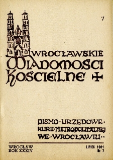 Wrocławskie Wiadomości Kościelne. R. 34 [i.e. 36] (1981), nr 7