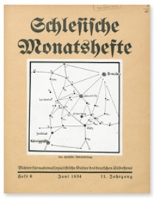 Schlesische Monatshefte : Blätter für Nationalsozialistische Kultur des Deutschen Südostens. 11. Jahrgang, Juni 1934, Nummer 6