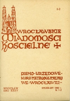Wrocławskie Wiadomości Kościelne. R. 35 (1982), nr 1/2