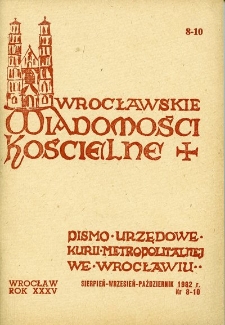 Wrocławskie Wiadomości Kościelne. R. 35 (1982), nr 8/10