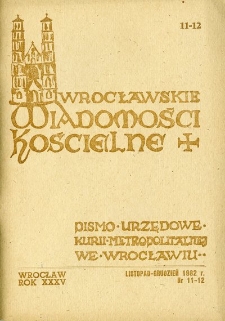 Wrocławskie Wiadomości Kościelne. R. 35 (1982), nr 11/12