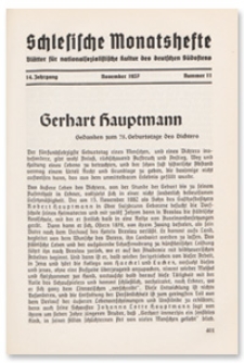 Schlesische Monatshefte : Blätter für Nationalsozialistische Kultur des Deutschen Südostens. 14. Jahrgang, November 1937, Nummer 11