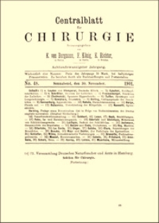 Chirurgische Erfahrungen über Magencarcinom, 73 Versammlung Deutscher Naturforscher und Ärzte in Hamburg, Centralblatt für Chirurgie, 1901, Jg. 28, No. 48, S. 1197-1200