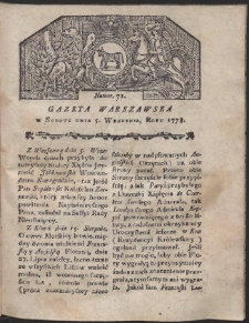 Gazeta Warszawska. R.1778 Nr 71
