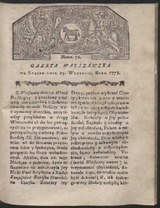 Gazeta Warszawska. R.1778 Nr 76