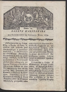 Gazeta Warszawska. R. 1779 Nr 16