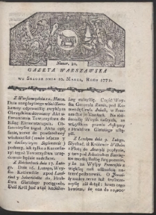 Gazeta Warszawska. R. 1779 Nr 20