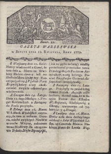 Gazeta Warszawska. R. 1779 Nr 29