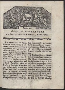 Gazeta Warszawska. R. 1779 Nr 34