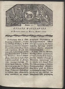 Gazeta Warszawska. R. 1779 Nr 37