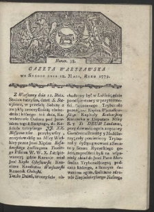 Gazeta Warszawska. R. 1779 Nr 38