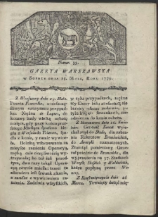 Gazeta Warszawska. R. 1779 Nr 39