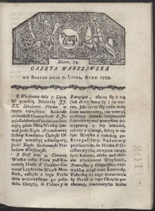 Gazeta Warszawska. R. 1779 Nr 54