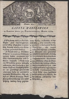 Gazeta Warszawska. R. 1779 Nr 87