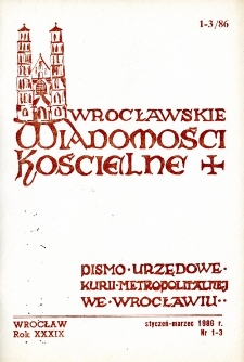 Wrocławskie Wiadomości Kościelne. R. 39 (1986), nr 1/3
