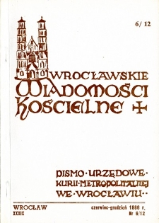 Wrocławskie Wiadomości Kościelne. R. 39 (1986), nr 6/12