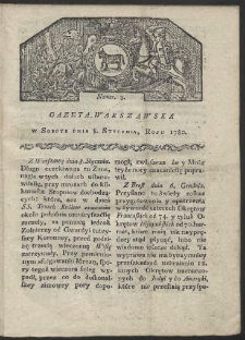 Gazeta Warszawska. R. 1780 Nr 3