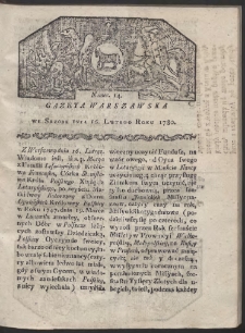 Gazeta Warszawska. R. 1780 Nr 14
