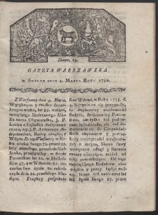 Gazeta Warszawska. R. 1780 Nr 19