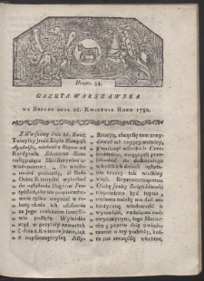 Gazeta Warszawska. R. 1780 Nr 34