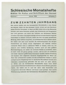 Schlesische Monatshefte : Blätter für Kultur und Schrifttum der Heimat. Jahrgang X, Januar 1933, Nummer 1