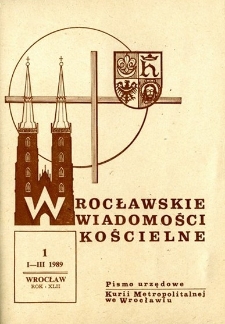 Wrocławskie Wiadomości Kościelne. R. 42 (1989), nr 1