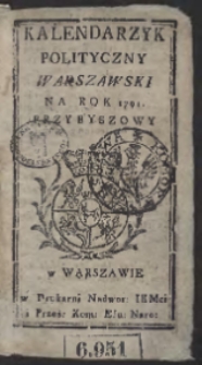 Kalendarzyk Polityczny Warszawski Na Rok 1791. Przybyszowy