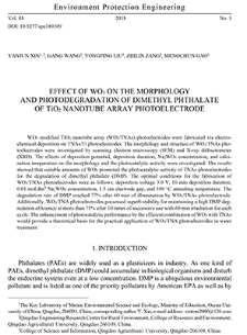 Effect of WO3 on the morphology and photodegradation of dimethyl phthalate of TiO2 nanotube array photoelectrode