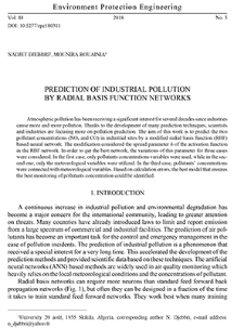Prediction of industrial pollution by radial basis function networks