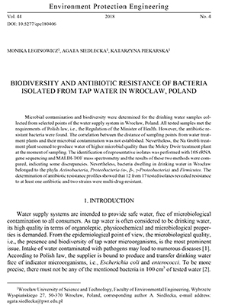Biodiversity and antibiotic resistance of bacteria isolated from tap water in Wrocław, Poland