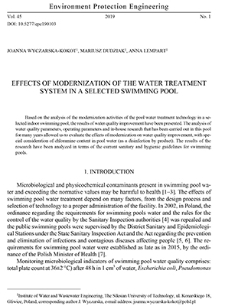 Effects of modernization of the water treatment system in a selected swimming pool