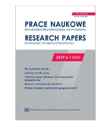 Spis treści [Prace Naukowe Uniwersytetu Ekonomicznego we Wrocławiu = Research Papers of Wrocław University of Economics; 2019; Nr 1 (544)]