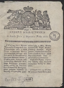 Gazeta Warszawska. R.1782 Nr 1