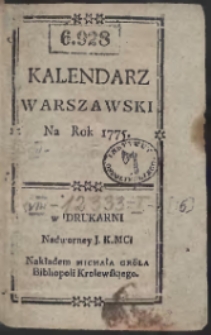 Kalendarz Warszawski Na Rok 1775