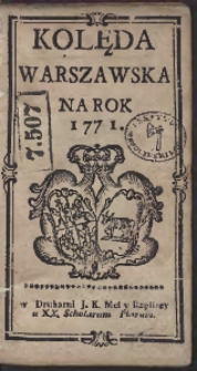 Kolęda Warszawska Na Rok 1771