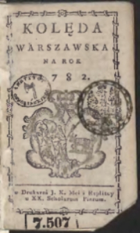 Kolęda Warszawska Na Rok 1782