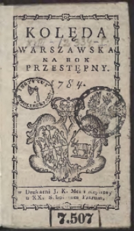 Kolęda Warszawska Na Rok 1784