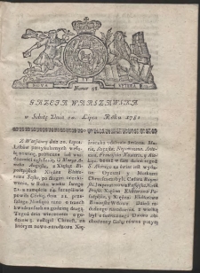 Gazeta Warszawska. R.1782 Nr 58