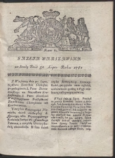 Gazeta Warszawska. R.1782 Nr 61