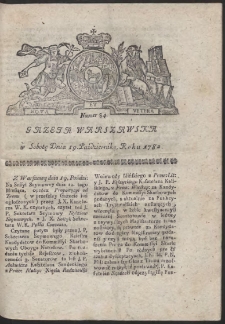 Gazeta Warszawska. R.1782 Nr 84
